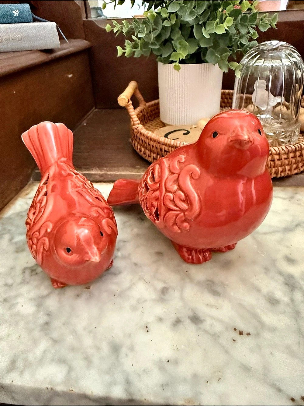 Red Bird Figurine Set of 2